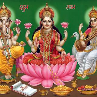 Diwali Pooja Ganesha and Laxmi posters wallpaper