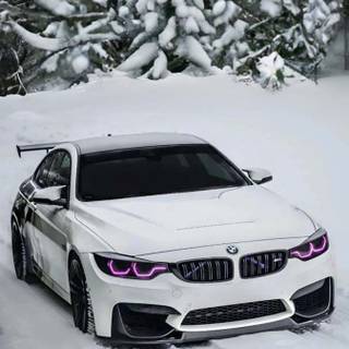 BMW in snow wallpaper