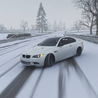 BMW in snow wallpaper