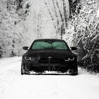 BMW in snow wallpaper