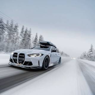 BMW in snow wallpaper