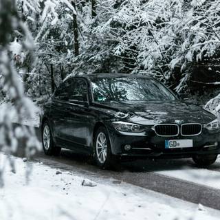 BMW in snow wallpaper
