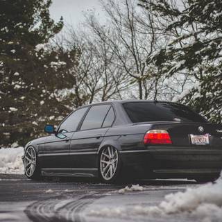 BMW in snow wallpaper