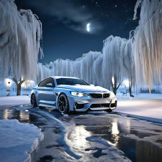 BMW in snow wallpaper