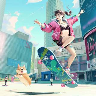 Female skateboarder wallpaper