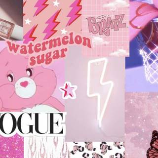 Pink aesthetic collage desktop wallpaper