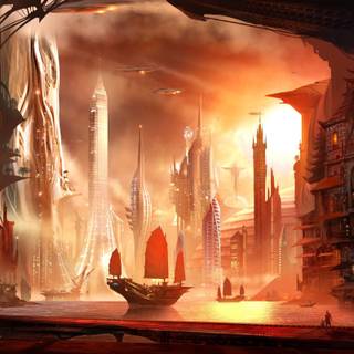 Futuristic autumn wallpaper