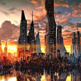 Futuristic autumn wallpaper