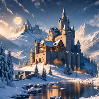 Winter old castle wallpaper