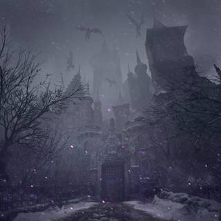 Winter old castle wallpaper