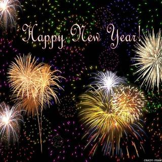 Happy new year with fireworks and baloons wallpaper