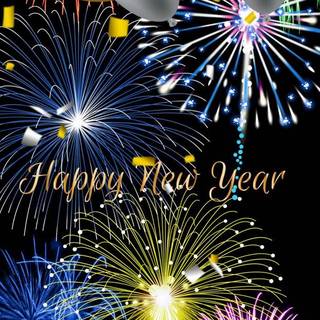 Happy new year with fireworks and baloons wallpaper