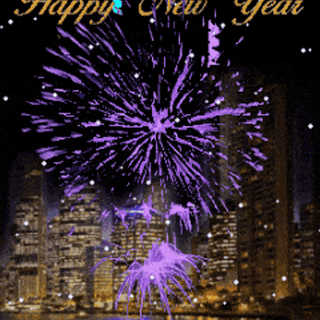 Happy new year with fireworks and baloons wallpaper