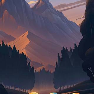 Mountain lake camping wallpaper