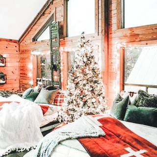 Preppy Christmas house wallpaper