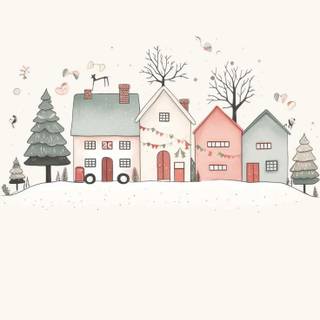 Preppy Christmas house wallpaper