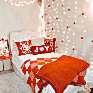 Preppy Christmas house wallpaper