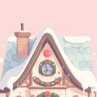 Preppy Christmas house wallpaper