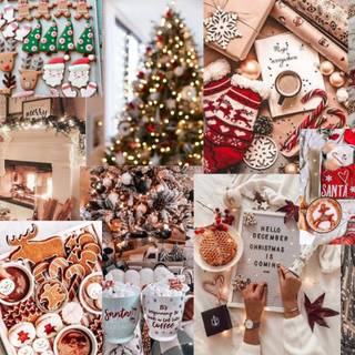 Preppy Christmas house wallpaper