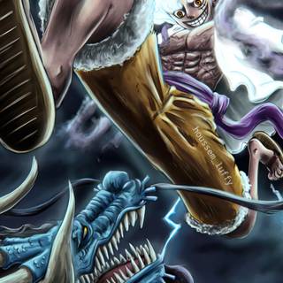 Luffy Gear 5 vs Kaido wallpaper