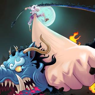 Luffy Gear 5 vs Kaido wallpaper