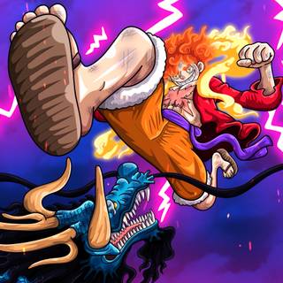 Luffy Gear 5 vs Kaido wallpaper