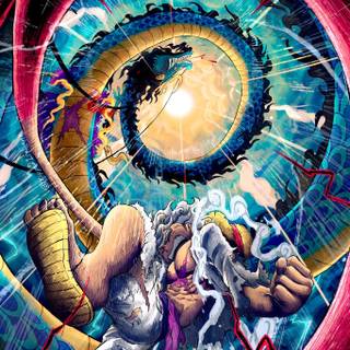 Luffy Gear 5 vs Kaido wallpaper