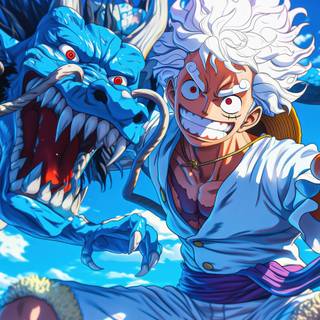 Luffy Gear 5 vs Kaido wallpaper