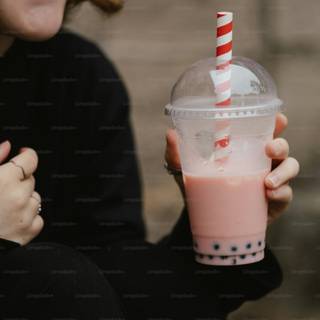 Drinking boba wallpaper