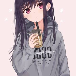 Drinking boba wallpaper