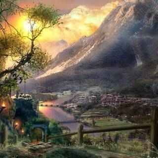 Elf village wallpaper