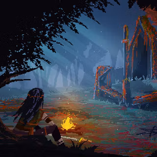 Pixel art autumn PC wallpaper