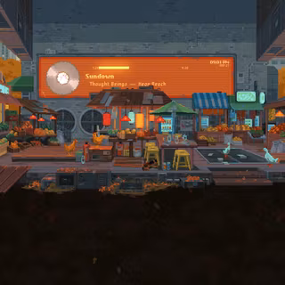 Pixeled autumn city wallpaper