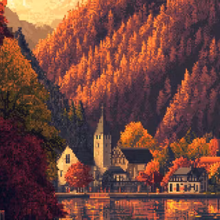 Autumn pixel art phone wallpaper