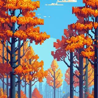 Autumn pixel art phone wallpaper