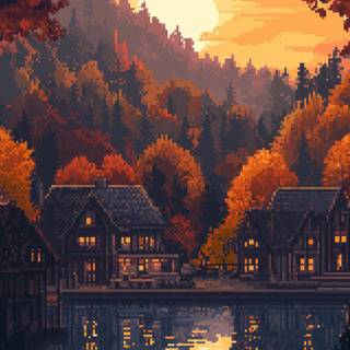 Autumn pixel art phone wallpaper