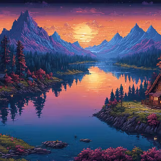 Pixel art forest wallpaper