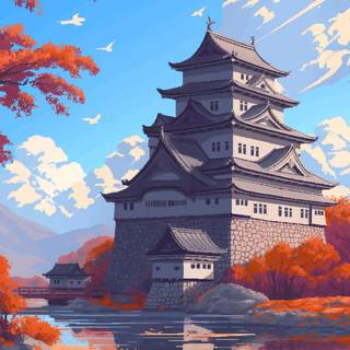 Autumn pixel art phone wallpaper