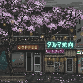 Pixeled autumn city wallpaper