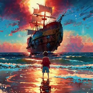 One Piece Thousand Sunny ship wallpaper