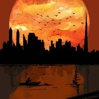 Sunset phone 4k wallpaper