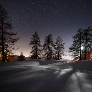 Mountains night winter wallpaper