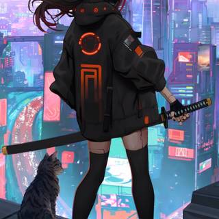 Anime Cyberpunk phone wallpaper