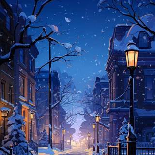 Snow night phone wallpaper