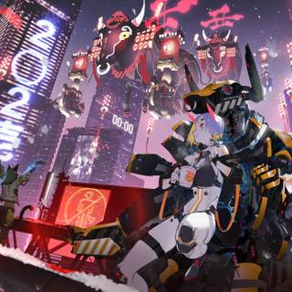 Cyberpunk anime desktop wallpaper