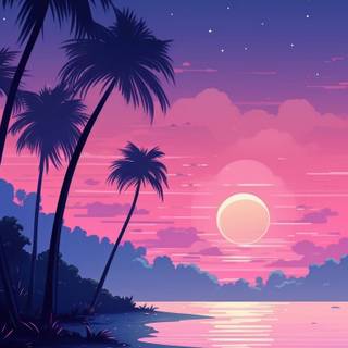 Sunset beach iPhone wallpaper