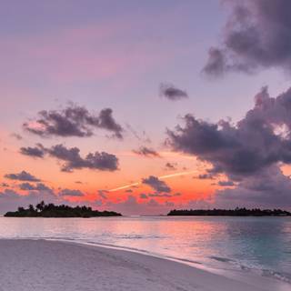 Sunset on beach island wallpaper