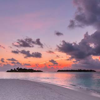 Sunset on beach island wallpaper
