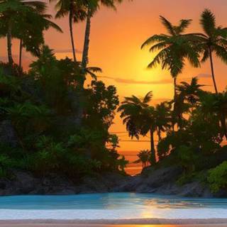 Sunset on beach island wallpaper