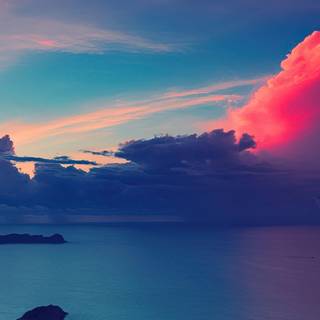 Sunset on beach island wallpaper